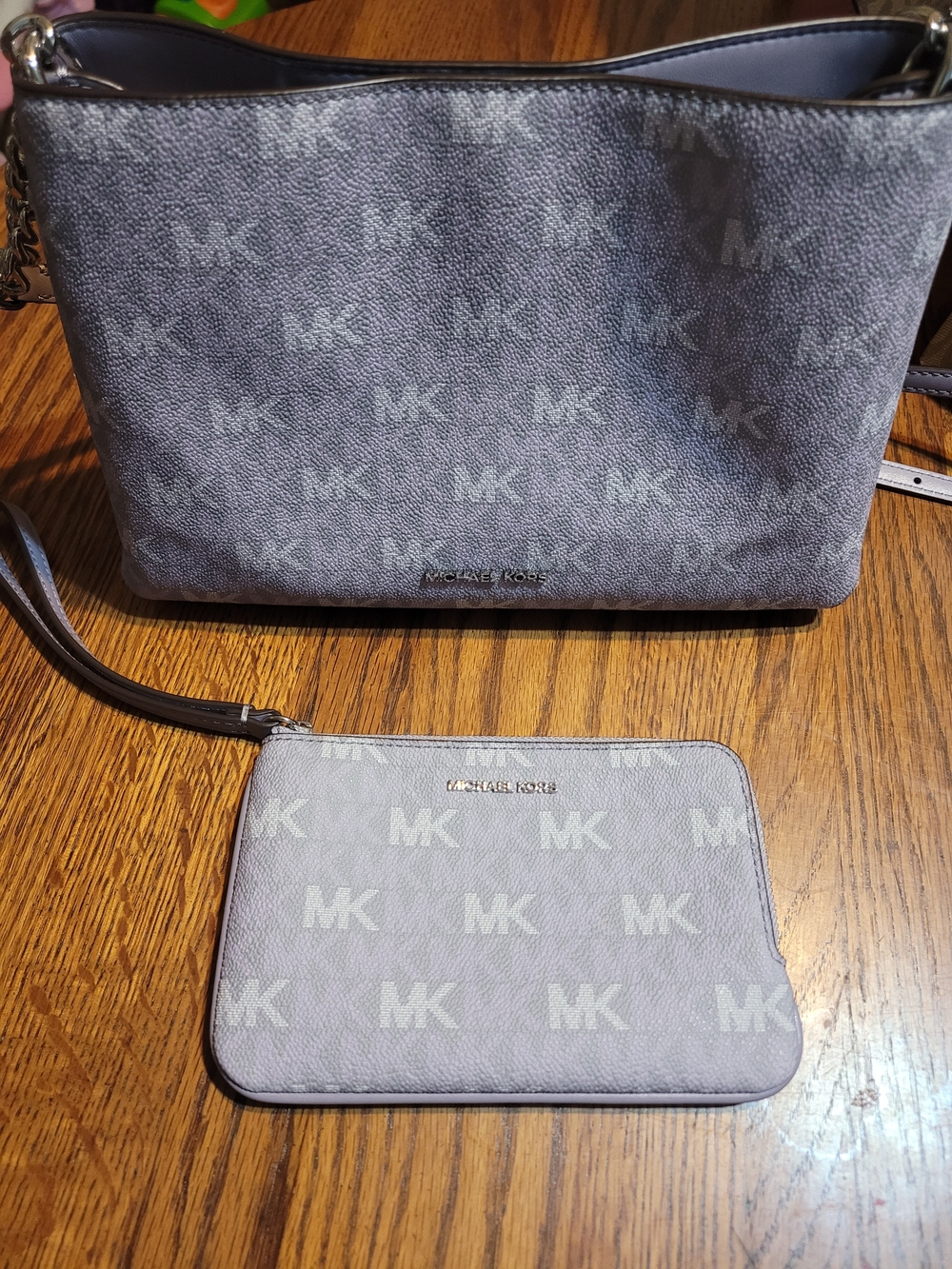 Michael Kors Lilac Lavender MK Logo Crossbody with Matching Wristlet